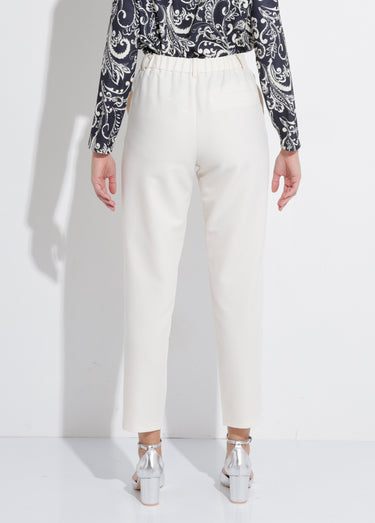 Pantalon fluide taille élastiquée Ivoire
