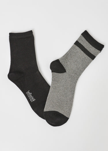Lot de 2 Chaussettes assorties, damiers Gris