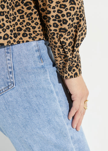 Chemisier velours léopard et col simili Leopard