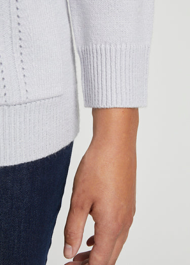 Gilet long boutonné brodé perlé col V Argent
