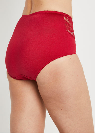 Culotte gainante maille microfibre et dentelle Carmin
