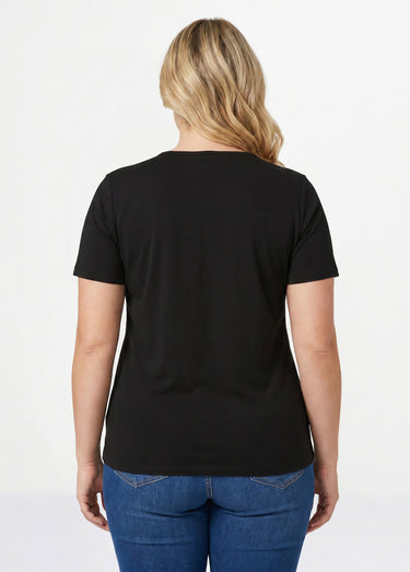 T-shirt manches courtes uni ou imprimé Uni Noir