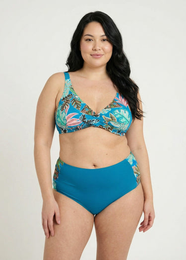 Maillot de bain 2 pièces motif exotique Bleu Imprime