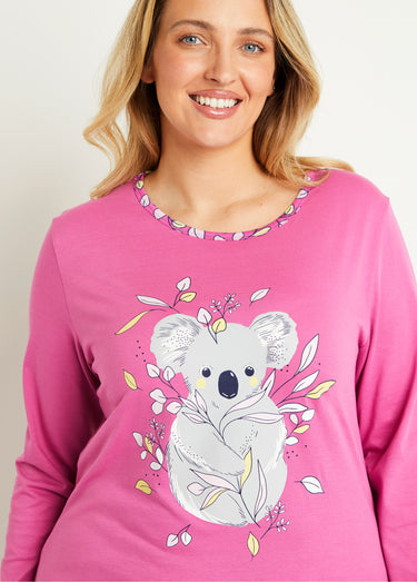 Pyjama coton imprimé motif koala Rose