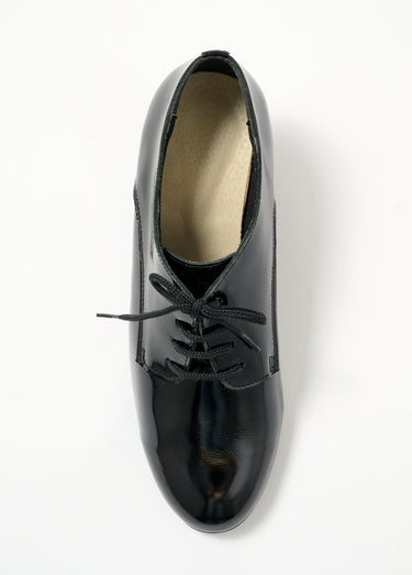 Derbies lacés à talons en cuir verni Vernis Noir