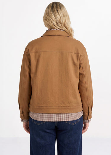 Veste courte en twill style paletot Marron