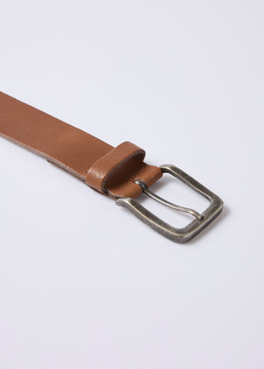 Ceinture en cuir mat, boucle effet usé Cognac