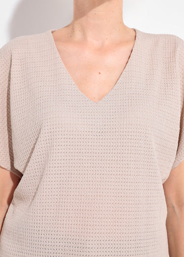 T-shirt texturé avec manches élastiquées Ficelle