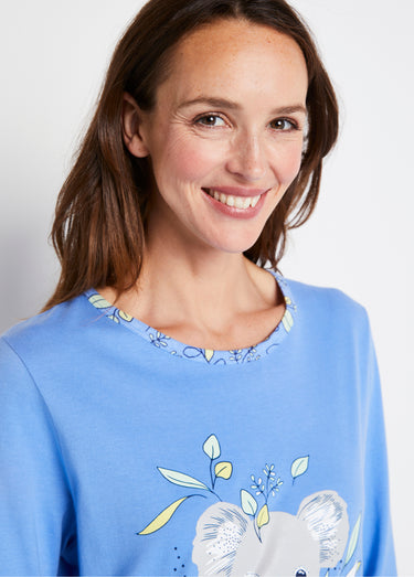Pyjama coton imprimé motif koala Bleu
