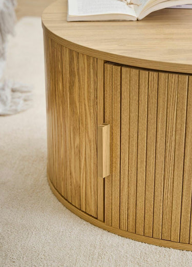 ERNEST Table basse ronde avec rangement Naturel