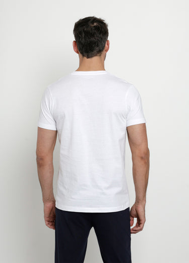 T-shirt homme col V à manches longues Blanc