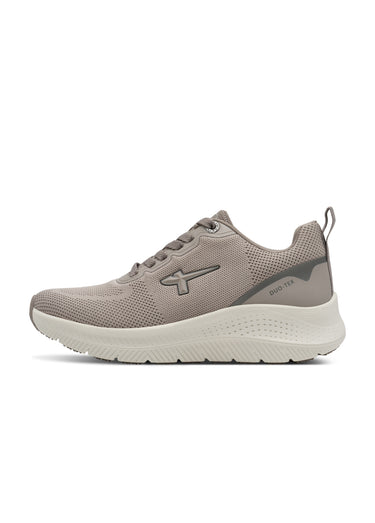 Baskets compensées en mesh look sportif Taupe