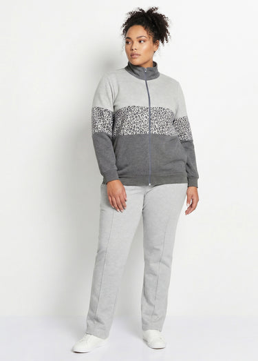 Veste détente zippée molleton col montant Gris