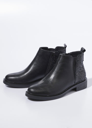Boots Chelsea, détail paillettes talon Noir