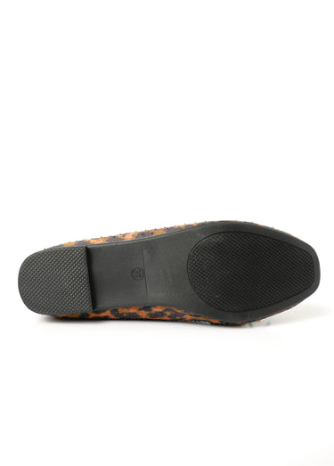 Ballerines plates avec petit talon et strass Leopard