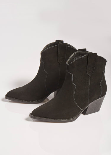 Boots western en suédine, style santiags Noir