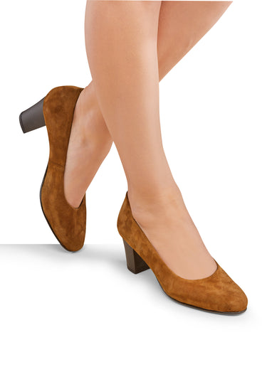 Escarpins cuir bout rond largeur confort Marron