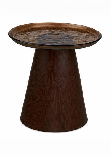 Table d'appoint verre et frêne ORVIETO Brun Fonce