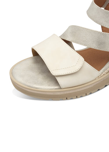 Sandales compensées brides scratchées Beige