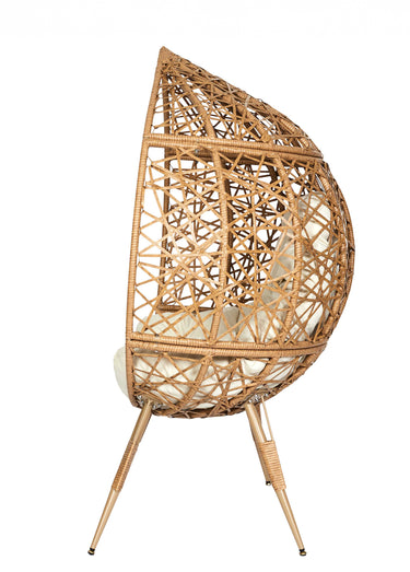 Fauteuil en osier avec structure oeuf Beige