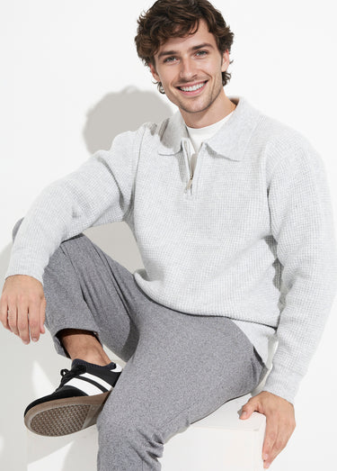 Pull col zippé chaud avec laine Gris Clair