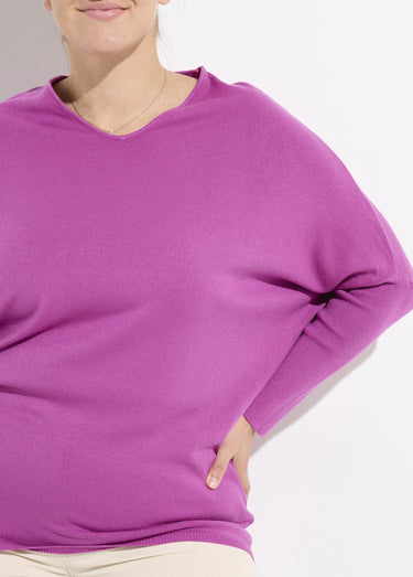 Pull maille fine jauge épaules descendues Mauve