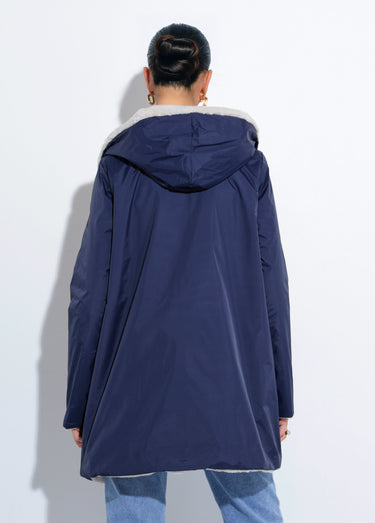 Parka réversible déperlant / fourrure 1 Marine/Beige