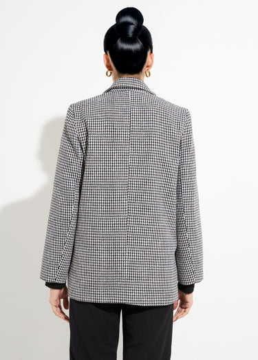 Veste jacquard pied de coq col tailleur Noir / Blanc