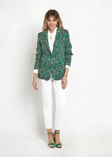 Veste imprimé arty, col tailleur Vert Imprime