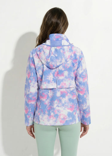 Veste coupe-vent zippée à capuche Bleu/Rose