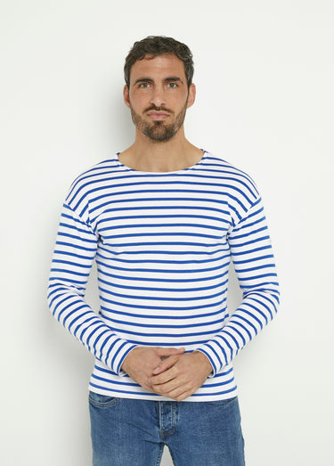 T-shirt marinière rayée manches longues Blanc/Royal