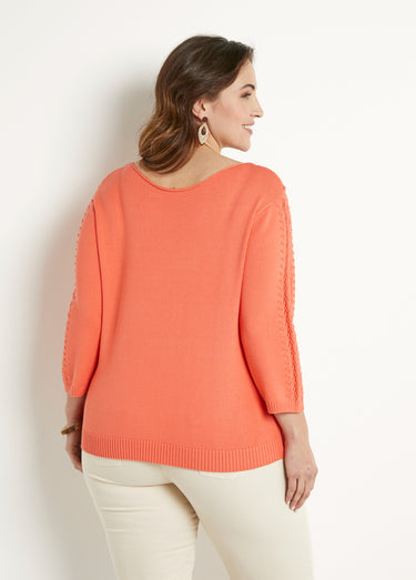 Pull doux uni col rond maille fantaisie Capucine