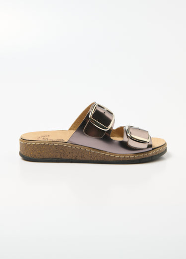 Mules compensées à boucles réglables Bronze