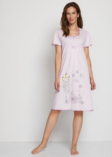 Chemise de nuit coton dentelle Parme