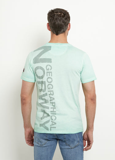 T-shirt col rond drapeau brodé Vert Menthe