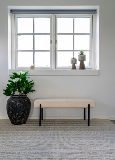 Banc en bouclette avec pieds métal Blanc