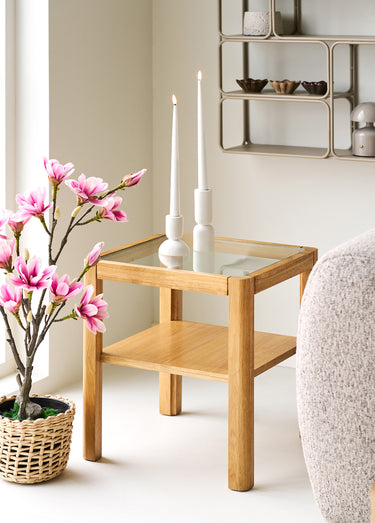 Table d'appoint chêne plaqué LOURMARIN Beige