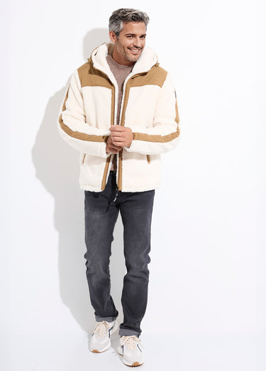 Veste chaude polaire sherpa façon moutonné Camel