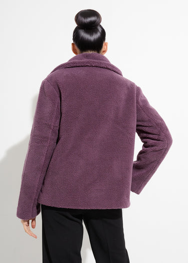 Caban court chaud effet peluche Violet