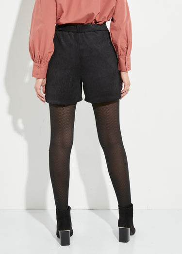 Short en velours à grosses cotes Noir