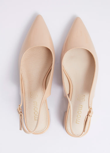 Escarpins slingback vernis pointus Nude verni