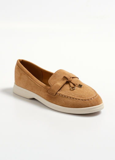 Mocassins confortables en suédine Camel