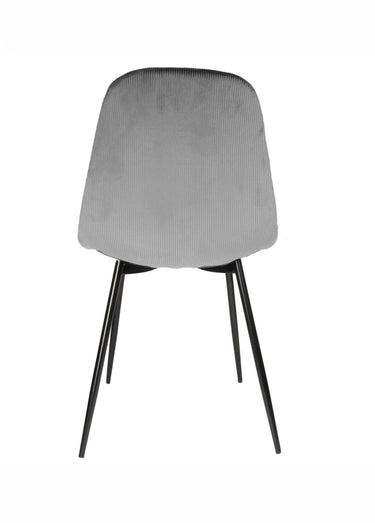 Set 4 Chaises velours cotelé, pieds métal Gris