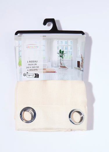 Rideau 1 panneau œillets, type lin tramé Rose Pale
