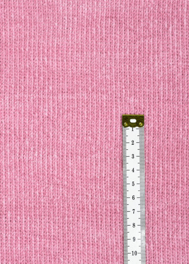 Coupon tissu habillement maille chenille Rose Dragee