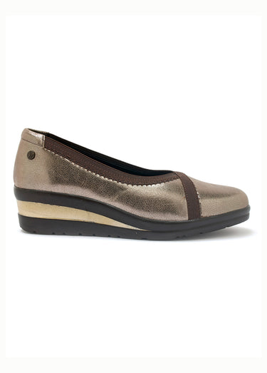 Ballerines compensées en cuir métallisé Mordore