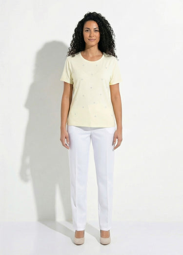 T-shirt strass manches courtes Jaune