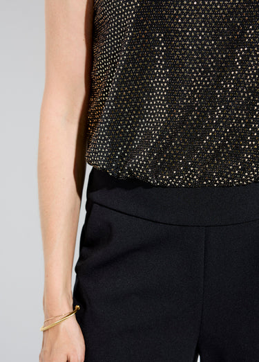 Combi-pantalon bi-matière sequins dorés Noir/Dore