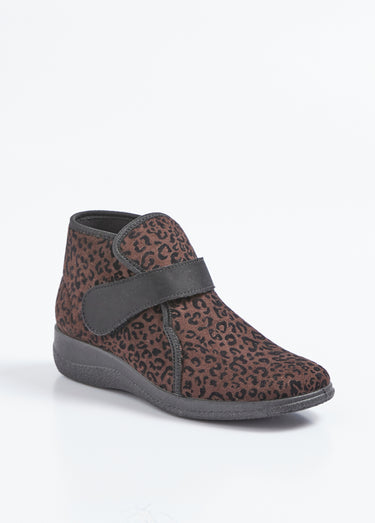 Boots scratchées léopard largeur confort Marron