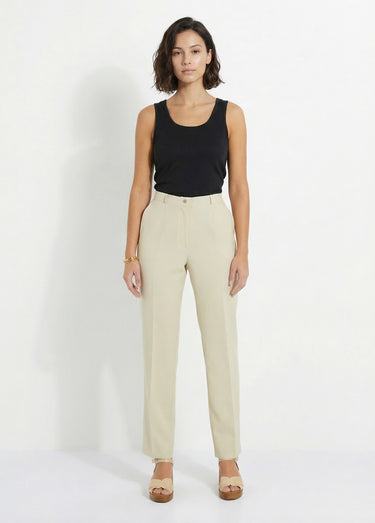 Pantalon droit uni taille semi élastiquée Sable